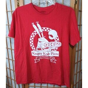 Nickelodeon Krusty Krab Pizza T-Shirt XL Red 100% Cotton SpongeBob